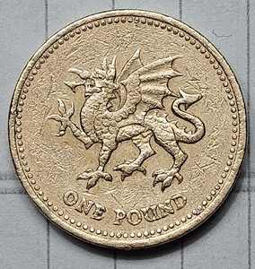 RARA moneta da una sterlina 1995 regina Elisabetta II grande drago sterlina britannica - Foto 1 di 2