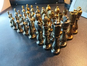 Großes arabeskes modernes Staunton Metall Schachspiel von Italfama - Bild 1 von 13