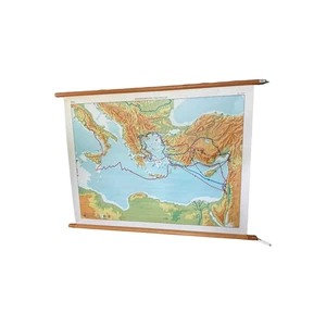 Vintage educational wall map “Missionary Journeys of Paul” - Picture 1 of 9