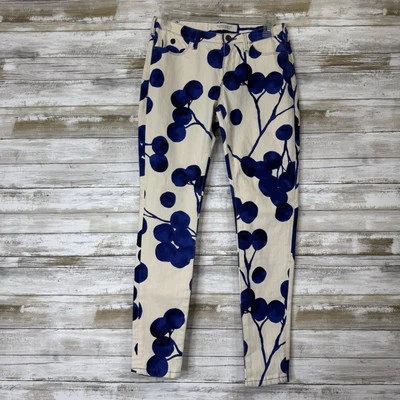 Pantalones ajustados Maison Scotch Le Voyage para mujer blancos/azules talla 27 Foto 1 de 4