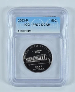 2003-P First Flight Commemorative Half Dollar PR70 DCAM ICG *7537 - Picture 1 of 5