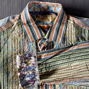 Robert Graham Hemd Herren XL Mehrfarbig Streifen Bestickt Langarm Crinkle - Bild 1 von 10