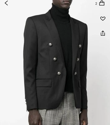 Подлинный мужской блейзер Balmain Paris черный размер ЕС 56 шерсть сделано в Словакии новый без ценников - Изображение 1 из 4