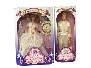 MATTEL DISNEY BEAUTY & THE BEAST "MUSICAL BELLE & THE PRINCE" WEDDING DOLLS 1993 - Picture 1 of 14
