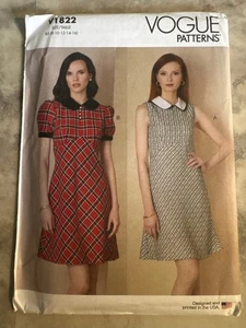 Vogue V1822 MISS DRESS 8-16 Cups A-D Empire Peter Pan Collar Modest Above-Knee - Picture 1 of 2