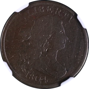 1804 Half Cent Crosslet 4 With Stems NGC G6 BN C-4 R.5 Nice Eye Appeal - Picture 1 of 4