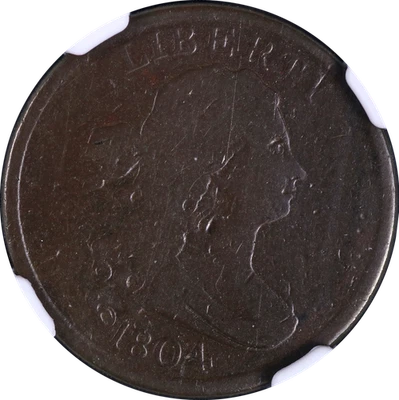 1804 Half Cent Crosslet 4 With Stems NGC G6 BN C-4 R.5 Nice Eye Appeal - Image 1 of 4