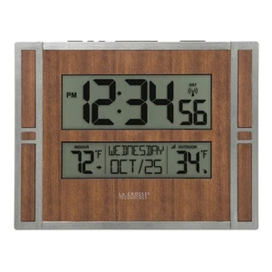 BBB86088 Atomic Digital Wall Clock with Indoor & Outdoor Temperature - Picture 1 of 6