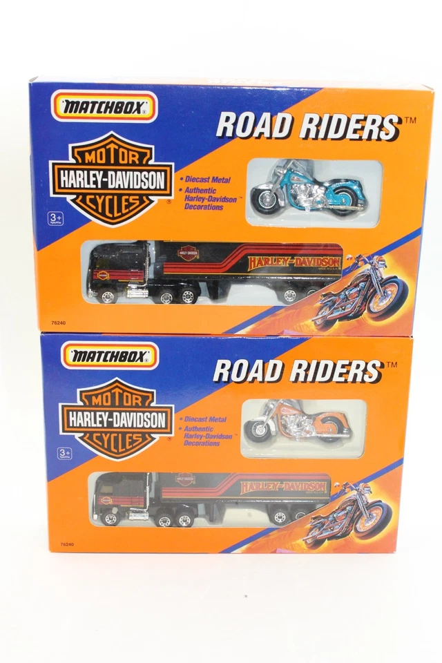 Matchbox Road Riders Set Harley Davidson Diecast Toy Motorcycle & Truck Lot of 2 - Image 1 of 4