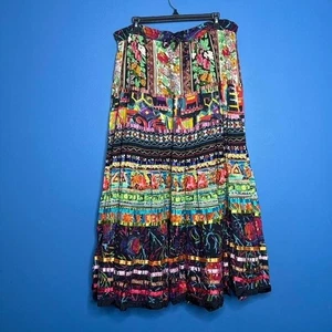 Vintage Maxi Skirt Women's Size Large Travel Smith Floral Ribbon Hippie Party - Picture 1 of 8