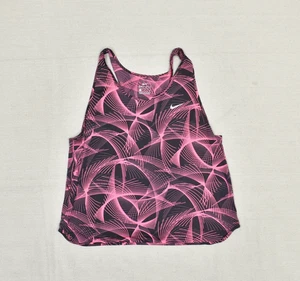 Nike Dri Fit Women Tank Top Crew Neck Geometric Size L Pink Polyester Gym Workou - Picture 1 of 8