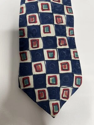 "Corbata de cuello Oscar De La Renta colección Couture 100 % seda azul cuadros 58"" X 4""" Foto 1 de 4