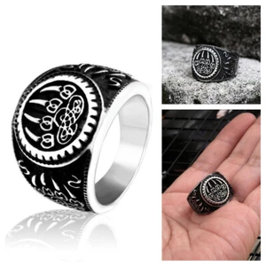 New Unisex Viking Silver Bear Paws Nordic Animal totem Ring Titanium Steel Ring - Picture 1 of 7