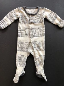 NWOT L’OVEDBABY Organic Cotton Coverall (0-3M) Cream/Gray - Picture 1 of 6