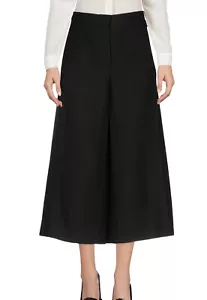 VALENTINO BLACK FRONT SEAM DETAIL WIDE LEG CROPPED PANTS SIZE IT 46 - Picture 1 of 8