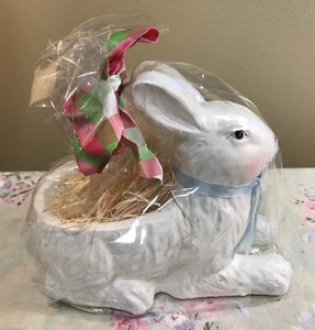New Easter Decor Easter Bunny Ceramic Candy Dish Egg Basket - Picture 1 of 8
