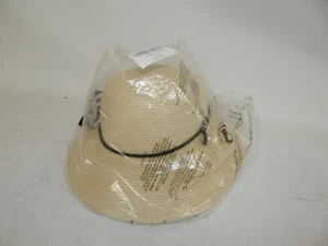 New Women Wide Brim Sun Hat & Wind Lanyard UPF Summer Beige Straw Medium Furtalk - Picture 1 of 4