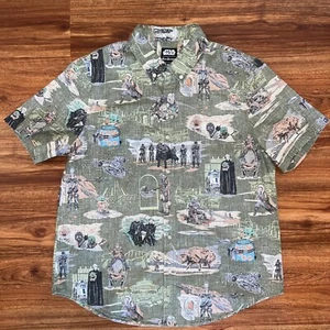 REYN SPOONER STAR WARS Size L Mandalorian Classic Fit Reverse Print Olive Shirt - Picture 1 of 5