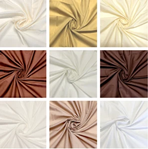 Vestido de tela de polialgodón liso beige neutro tonos naturales forro de banderín artesanal - Imagen 1 de 11