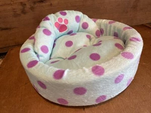 Justice Pet Shop Toy Plush Dog Bed Purple Polka Dot - Imagen 1 de 6