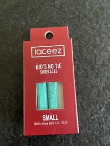 Laceez KIDS No Tie Shoelaces 1 Pack (1 Pair) Small Teal 10-11.5 - Picture 1 of 3
