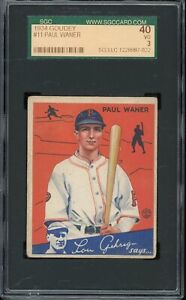 1934 Goudey Baseball #11 Paul Waner SGC 3