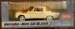 Sun Star 1/18 1958 Mercedes-Benz 220SE Coupe, Cream Ivory Diecast New #3562 - Picture 1 of 9