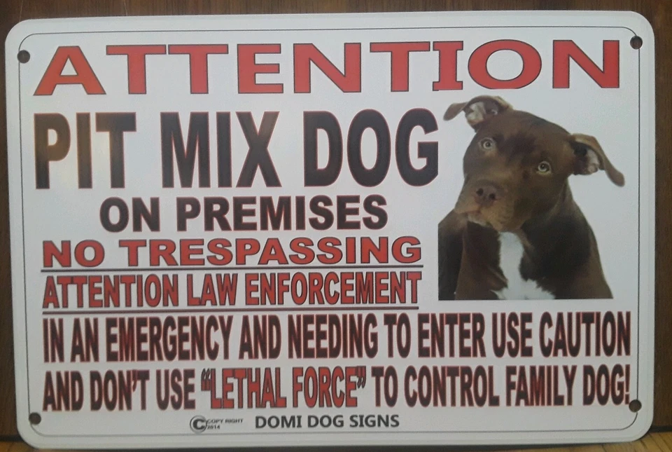 Metal Warning Attention Pit Bull Mix Dog Sign For FENCE ,Beware Of Dog 8"x12" - Image 1 of 1
