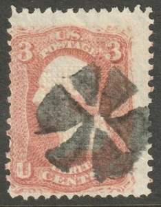 Scott #94 3 Cent F Grill Used Misperf with Fancy Cancel 94SP03-27 - Picture 1 of 2