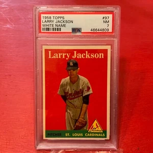 1958 Topps Larry Jackson #97 *Cardinals* PSA 7 NM (White Name) - Picture 1 of 2