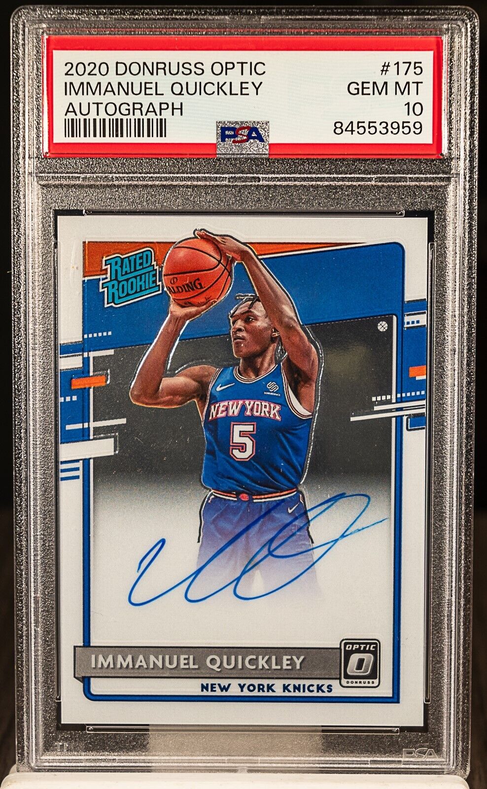 84553959 IMMANUEL QUICKLEY 2020 Donruss Optic 175 Rated RC Rookie Auto PSA 10