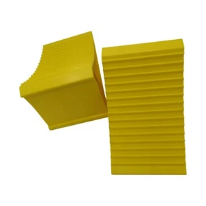 Cuña de rueda ahorradores de neumáticos - Juego de 2 o 4 (tapones de freno de cuñas acanaladas amarillas) - Imagen 1 de 21