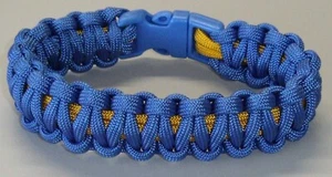Paracord Bracelet Blue/Gold Size 9" - Handmade - Picture 1 of 2