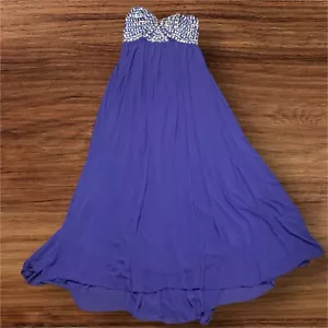 Women’s Dress Strapless long formal Gala purple size 13 Sequin Hearts Beaded - Picture 1 of 12