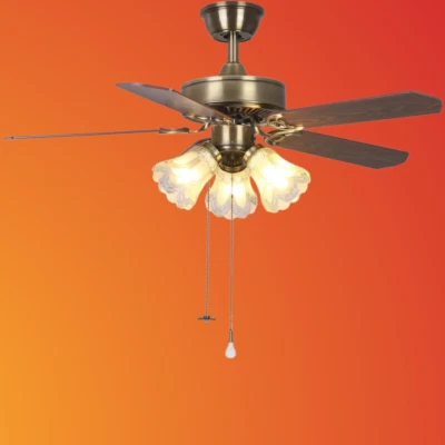 42" Indoor Ceiling Fan with Pull-Chain 3 LED Bulbs Traditional Antique - Image 1 of 4