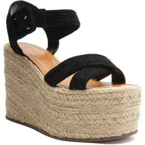Schutz Women's Black Espadrille Wedge Blisse Sandal Size 9.5B New Without Box - Picture 1 of 8