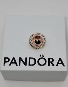 Pandora Saturn planet 14k rose gold-plated charm w clear cubic 782438C01 A15 - Picture 1 of 8