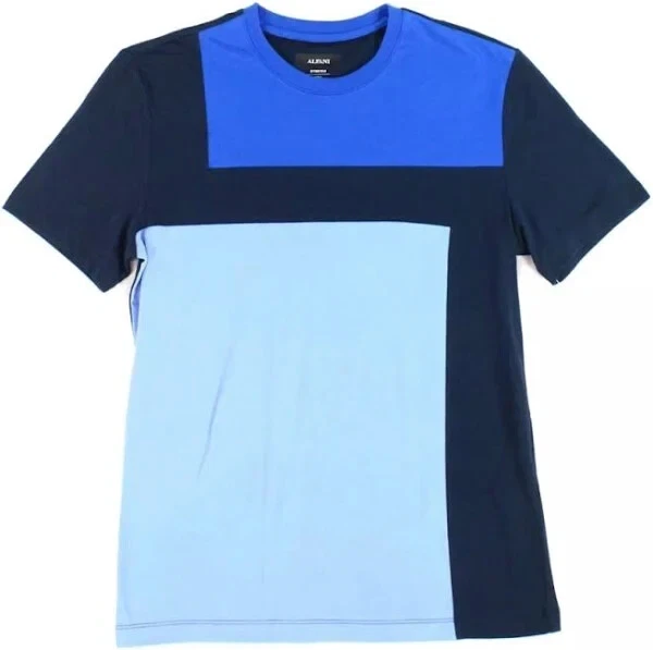 Camiseta ALFANI Para Hombre Azul Colorblock Calce Ajustado Elastizada Cuello Redondo NUEVA 3XL XXXL Foto 1 de 1