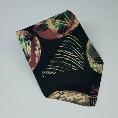 Don Loper Silk Tie Black Multi Color Abstract Men Necktie USA 55 x 3.7/8 - Image 1 of 4