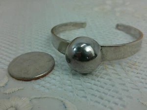 Vtg Stainless Steel Modernist Chunky Bead Ball Cuff Bracelet Star 2 Hallmarks - Picture 1 of 15