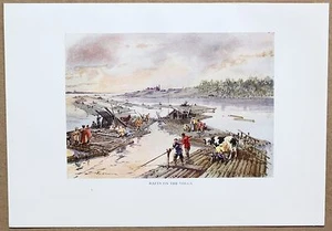 RUSSIA: RAFTS ON VOLGA; color plate, 1913 (#56) - Picture 1 of 1