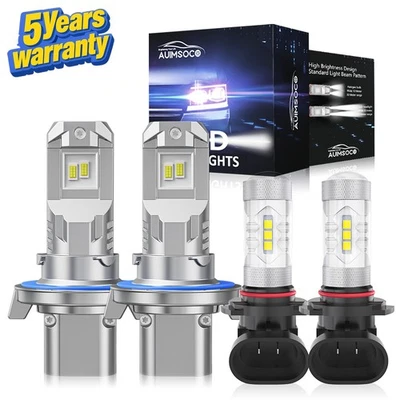 For Ford F-150 2004—2014 10000K LED Headlight Hi/Lo +Fog Light 4 Bulbs Combo kit - Image 1 of 4