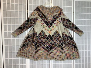 Northern Angel Anthropologie Talla 2X Cárdigan con Capucha Boho Plumero Suéter Azteca - Imagen 1 de 5