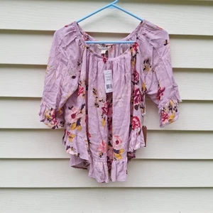 Hippie Damen Blumen Puff Flare Ärmel Top Gr. M Bauern Boho Romantisch Bloomcore - Bild 1 von 10