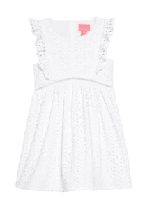 Lilly Pulitzer NWT Girls Madelina Dress White Petal Eyelet $98 Size 10 - Picture 1 of 15