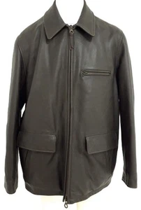 MARLBORO CLASSICS Brown Leather Men’s Zip Up Jacket Size XLarge Used - Picture 1 of 11