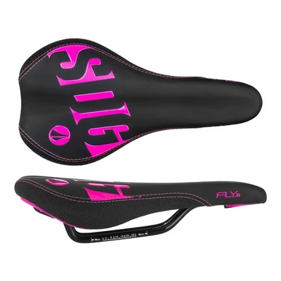 Sillín SDG Fly Jr Junior, rieles de acero - negro con rosa Foto 1 de 3