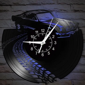 Retro Car Wall Clock, 12 Inch 7 Colors Luminous Garage Clock Silent Quartz No... - Bild 1 von 9