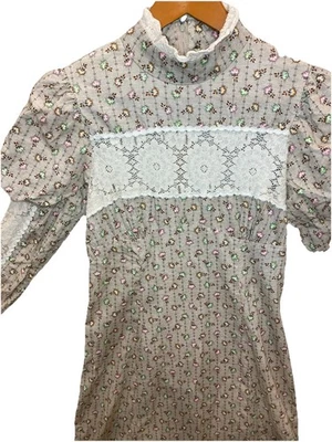 Vintage 60s 70s Young Edwardian Arpeja Flower Power Maxi Dress Hippy Boho Mod  - Image 1 of 4