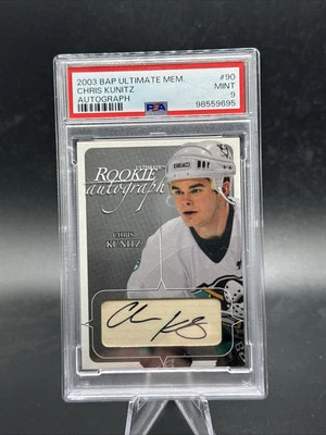 2003-04 BAP Ultimate Memorabilia Rookie Autographs #90 Chris Kunitz /100 PSA 9 - Image 1 of 2